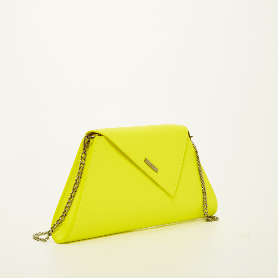yellow leather clutch