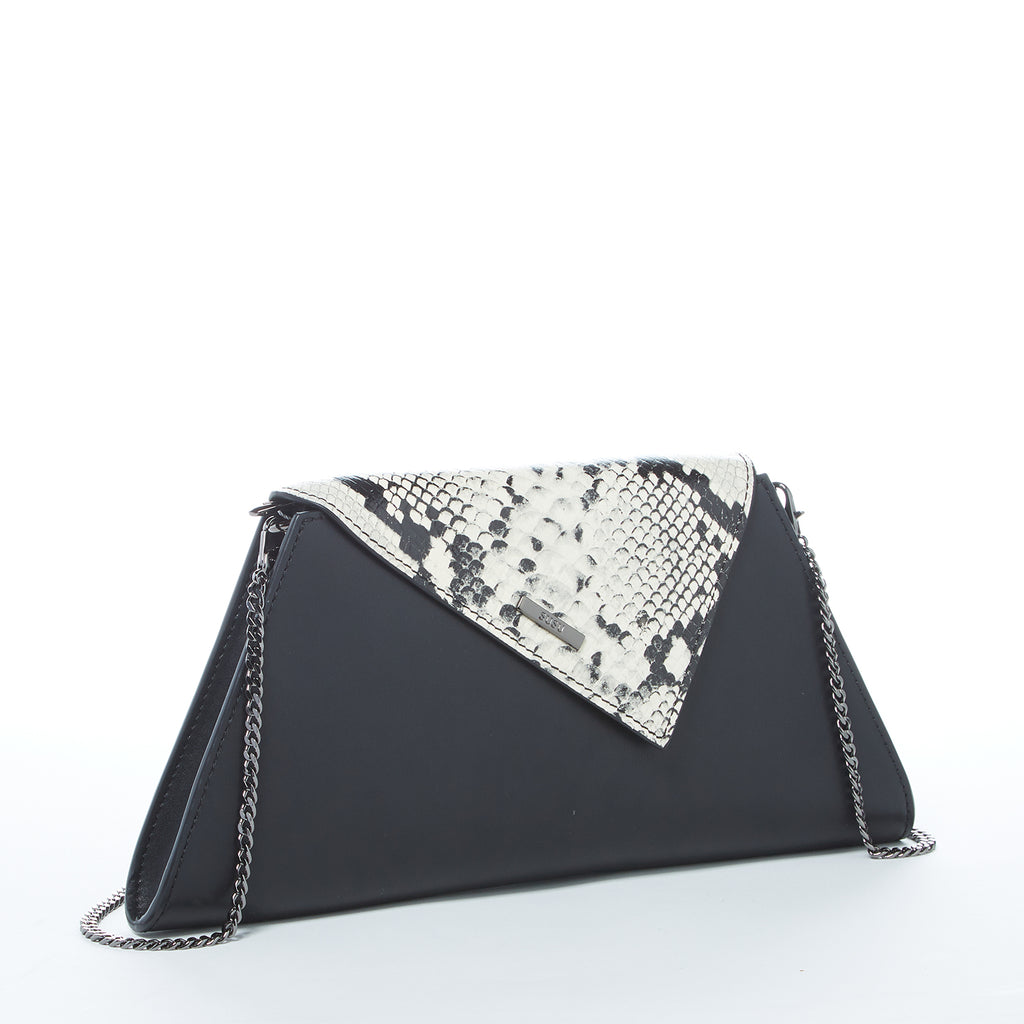 Black and white clearance snake print clutch bag
