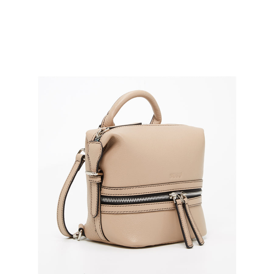tan leather backpack purse