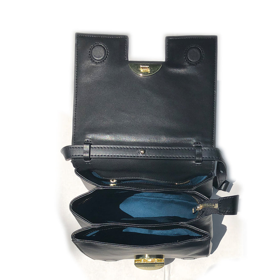 Black Leather Saddle Bag | SUSU Handbags