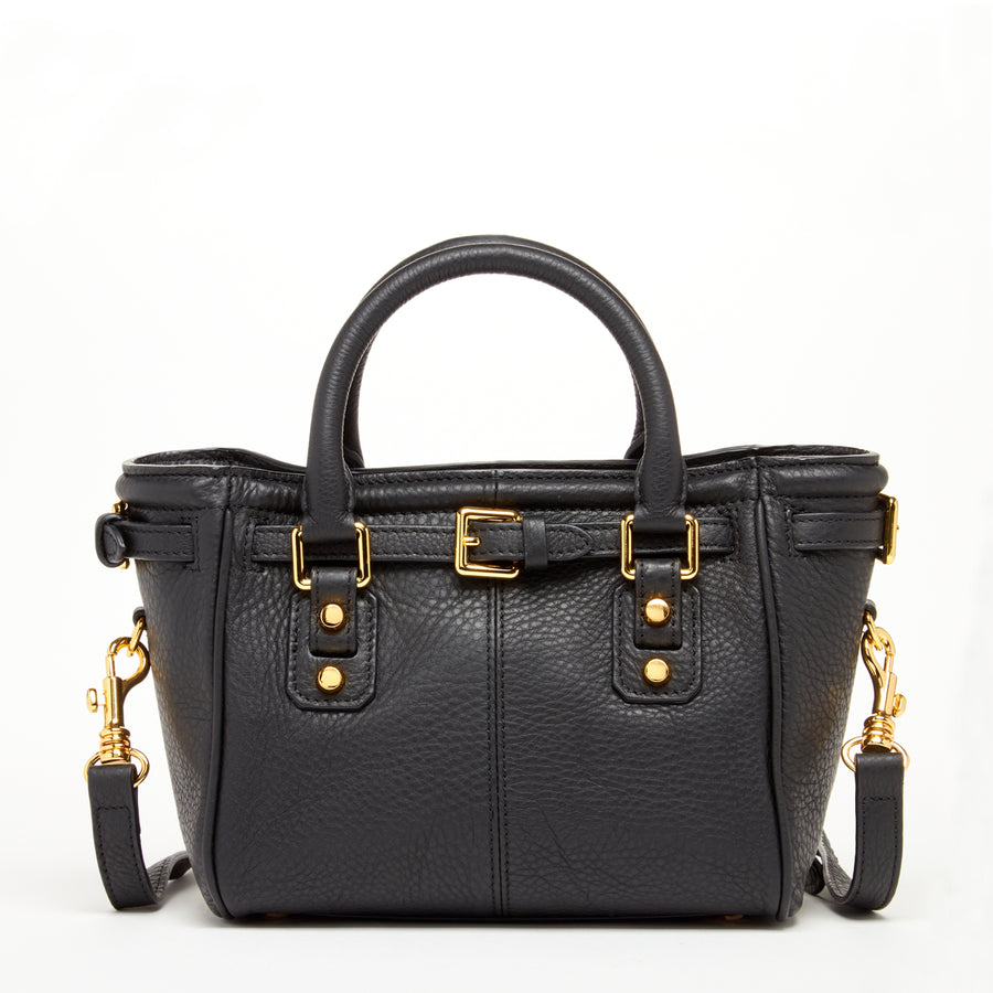 black leather satchel purse