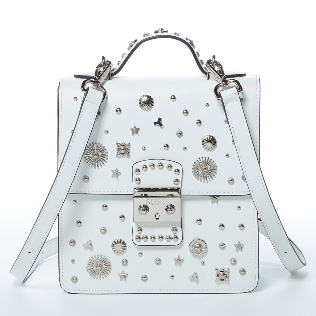 White studded purse sale