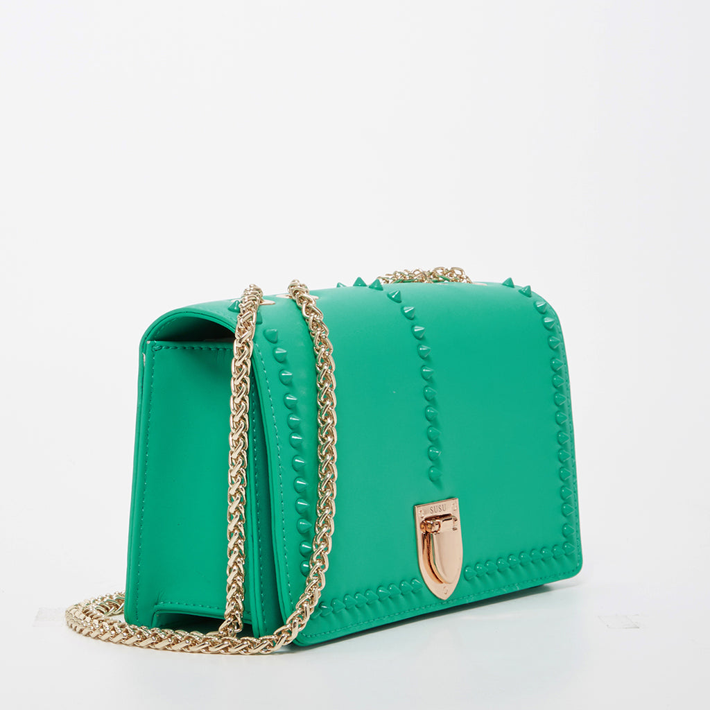 Sandro | Leather Tote Bag with Chain Jewellery | Green