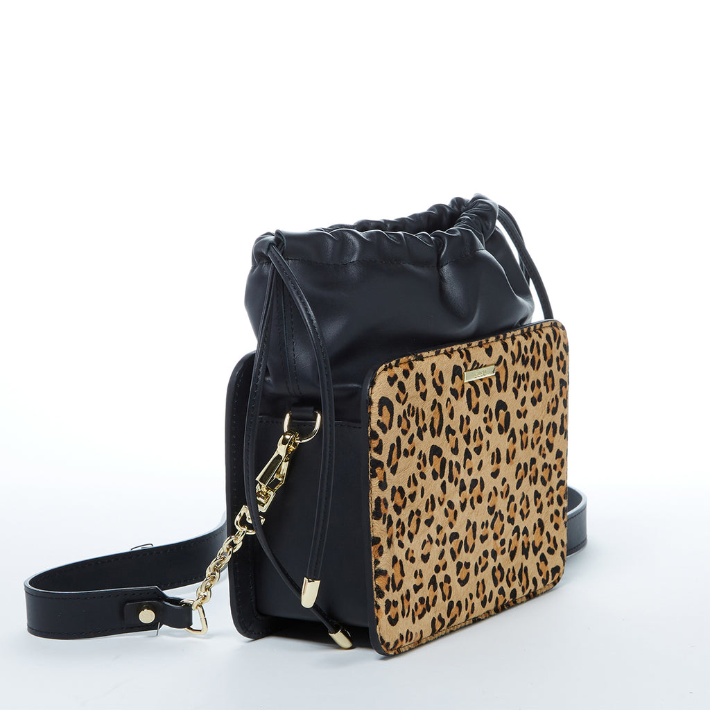 Leopard Print Crossbody Bucket Bag