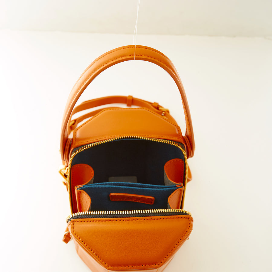 orange leather crossbody bag lining | SUSU Handbags