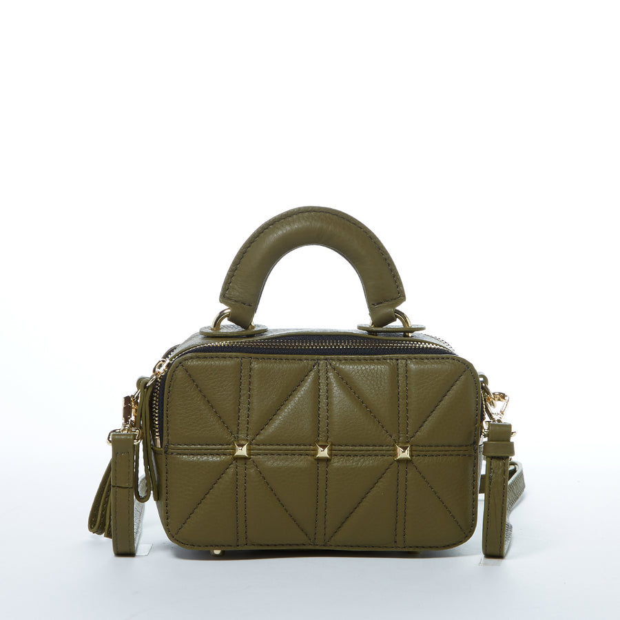 olive green leather crossbody bag