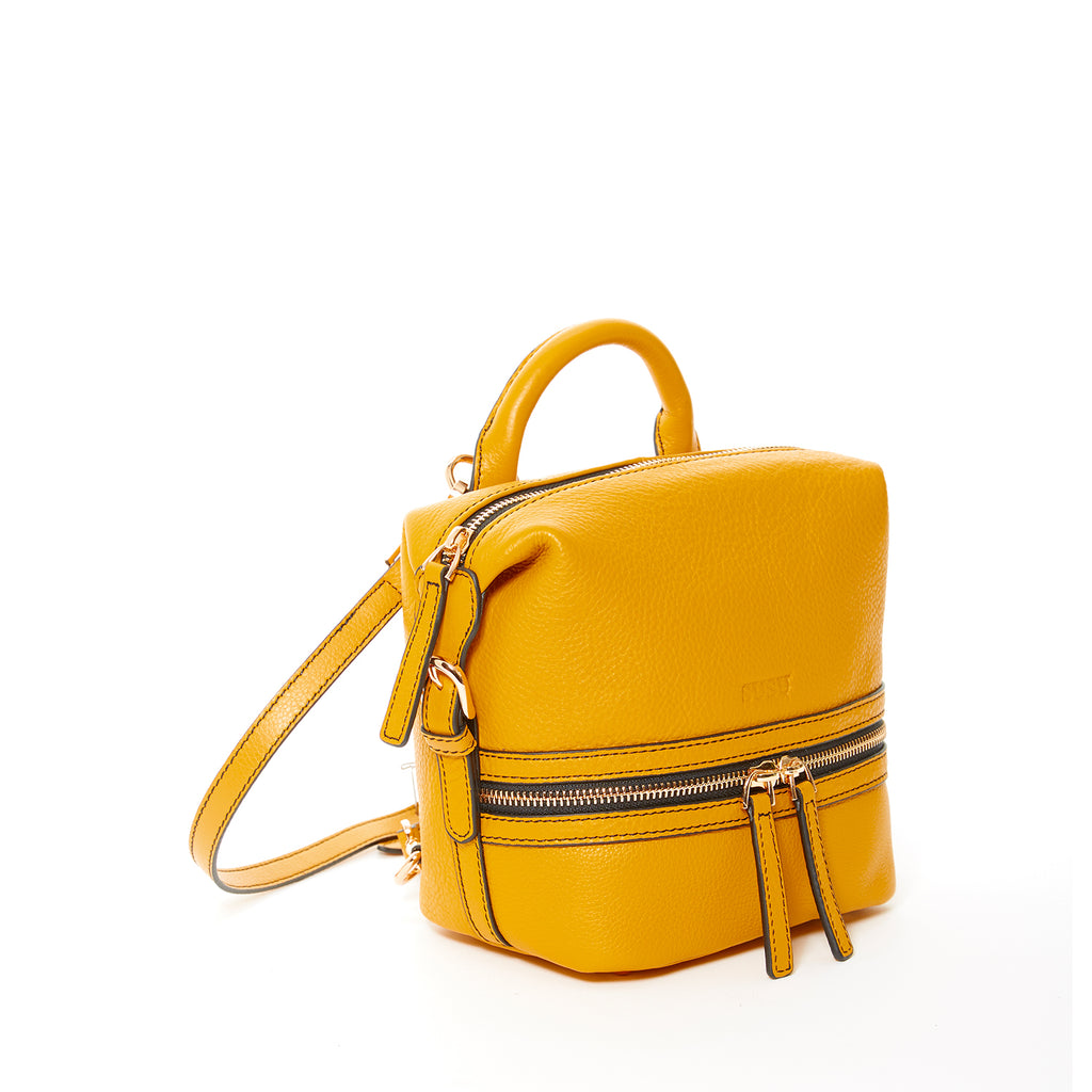 Mustard yellow leather backpack best sale