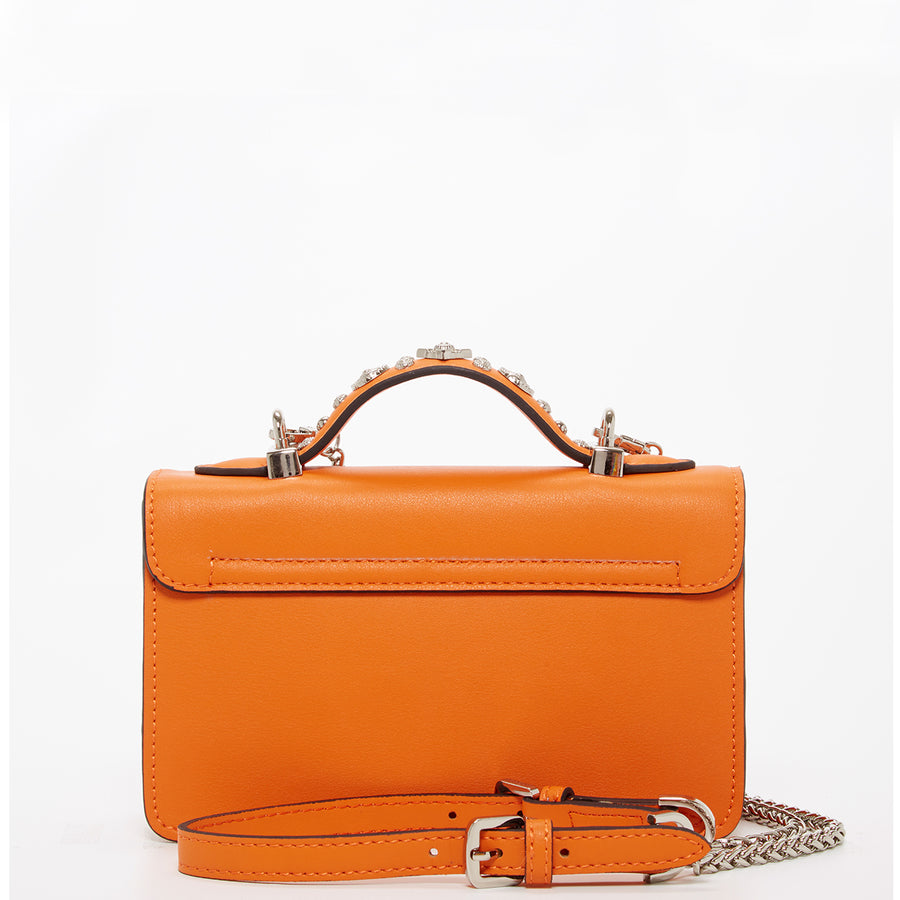 The Hollywood Studded Leather Crossbody Bag Orange