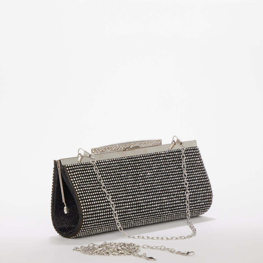 Black Rhinestone Evening Clutch Bag