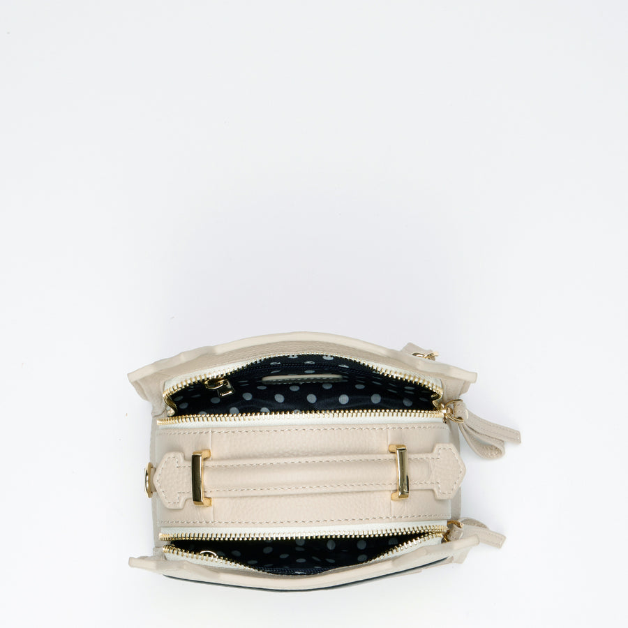 SUSU Leather Cat Crossbody Bag Light Beige Cream Handbag