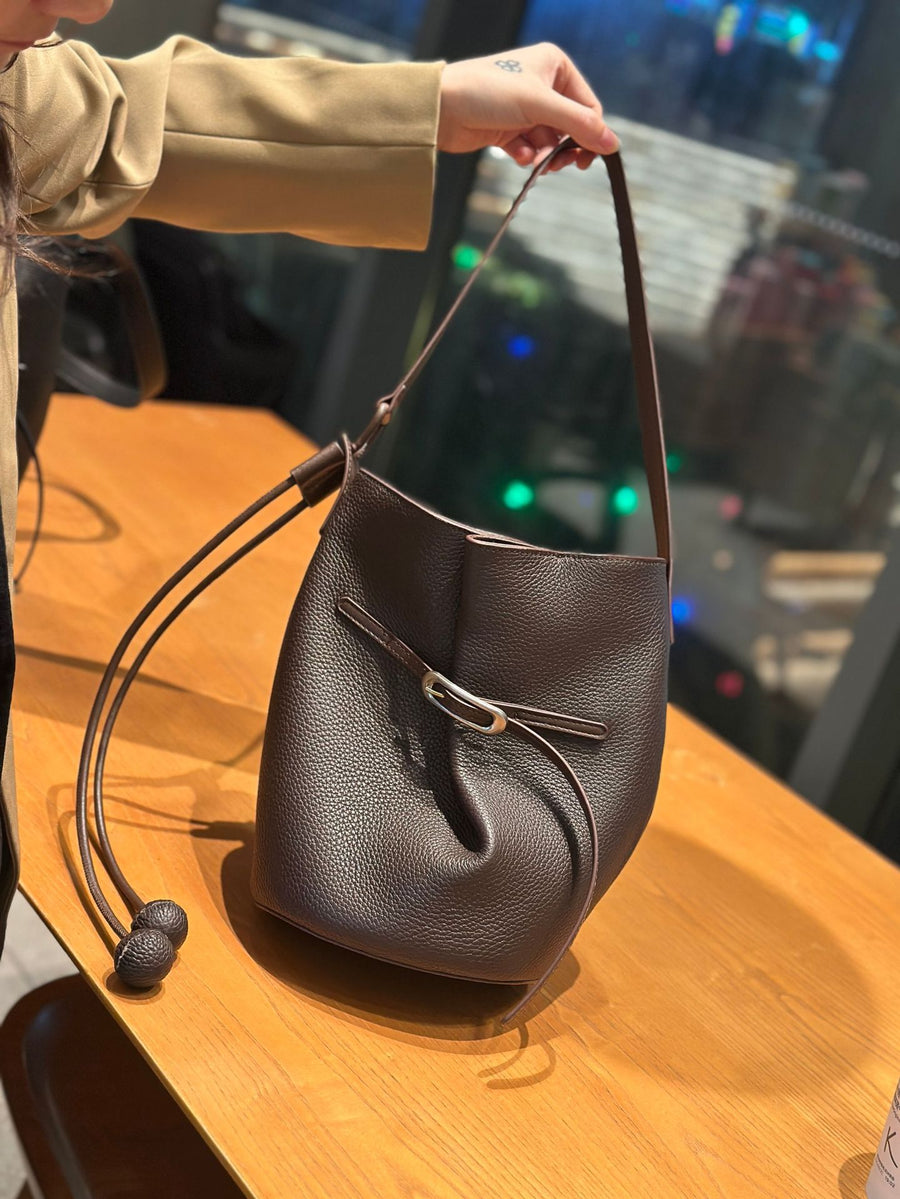 ChocolateBrownPebbledLeatherBu