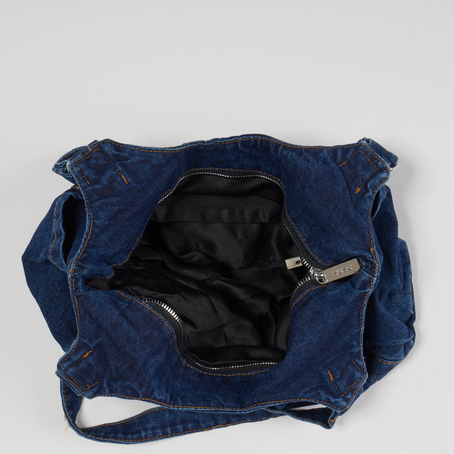 Denim Shoulder Tote Bag Dark Blue