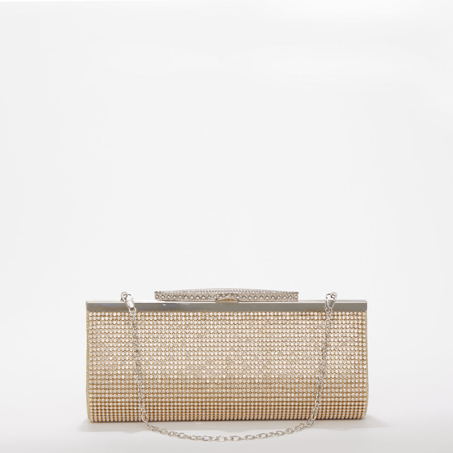 Gold Rhinestone Evening Clutch