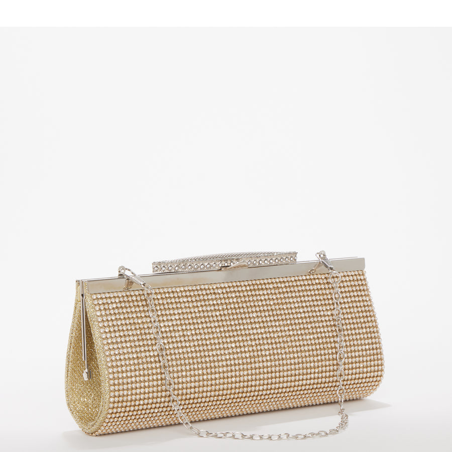 Gold Rhinestone Evening Clutch