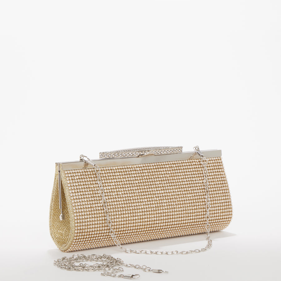 Gold Rhinestone Evening Clutch