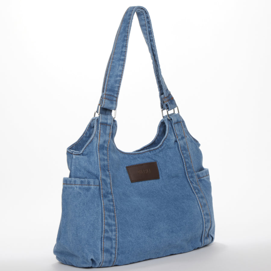 Denim Shoulder Bag Hobo Tote Bag Light Blue