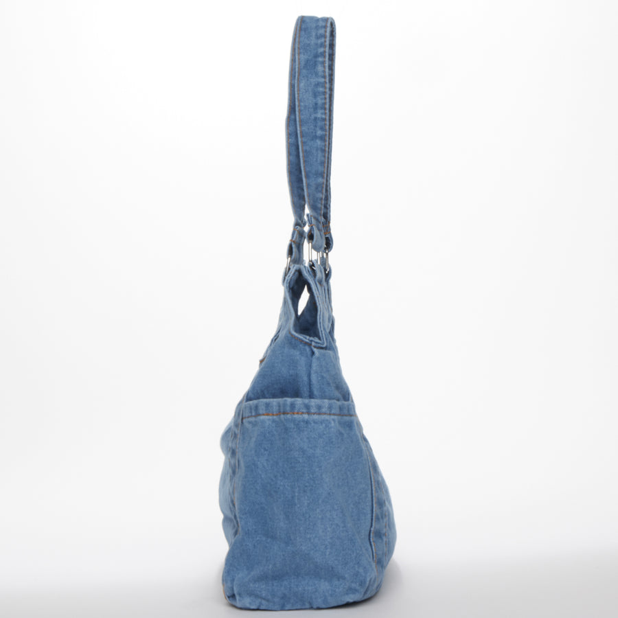 Denim Shoulder Bag Hobo Tote Bag Light Blue
