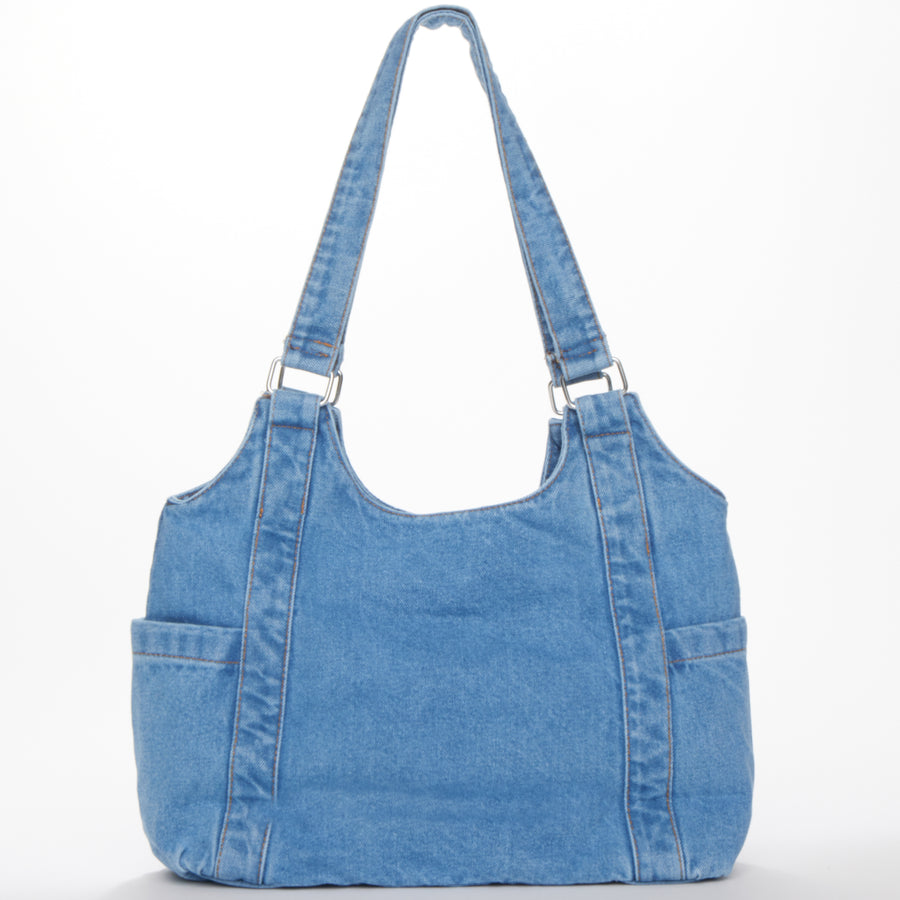 Denim Shoulder Bag Hobo Tote Bag Light Blue