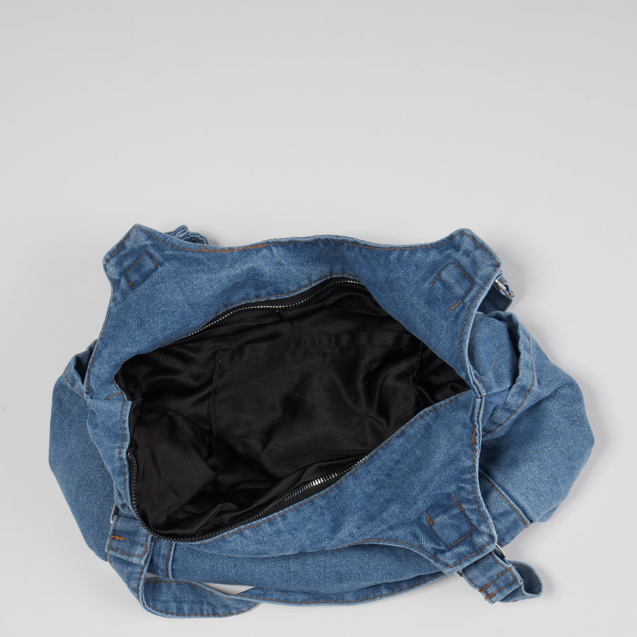 Denim Shoulder Bag Hobo Tote Bag Light Blue