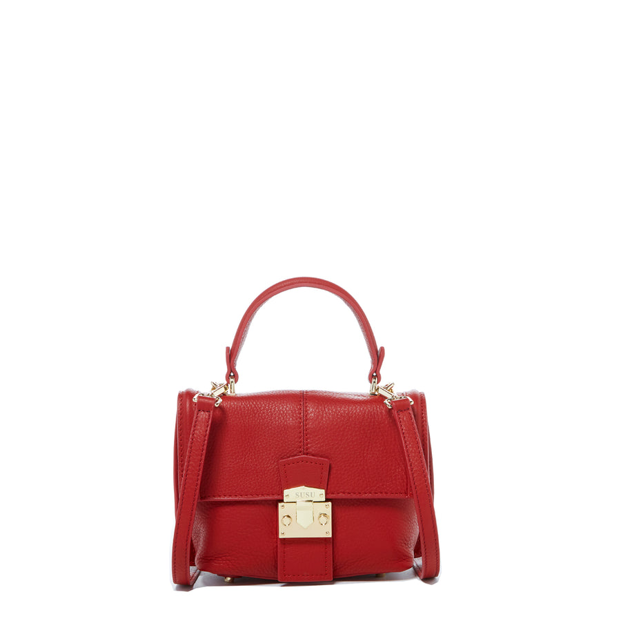 SUSU Red Leather Backpack Purse for Women Convertible Crossbody Bag