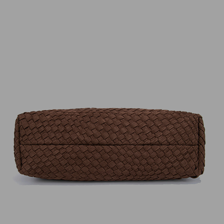 Espresso Suede Woven Hobo Bag