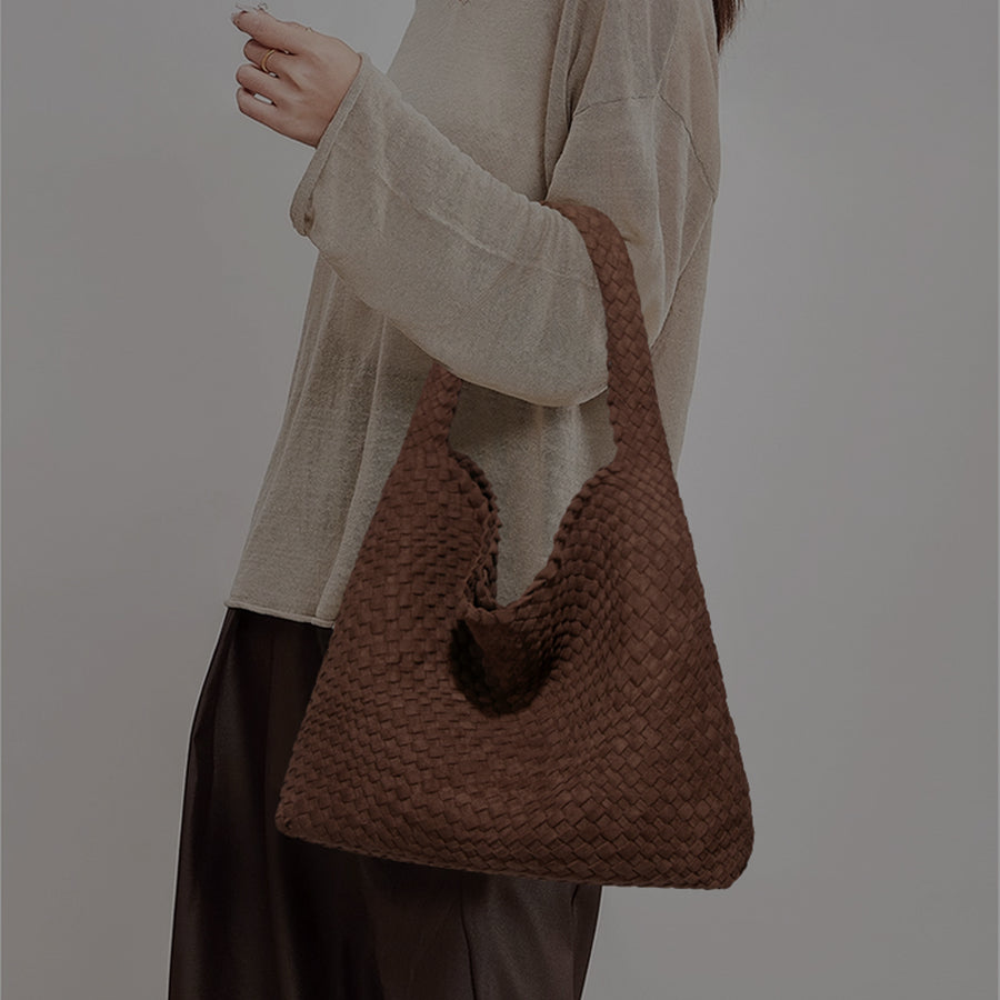 Espresso Suede Woven Hobo Bag