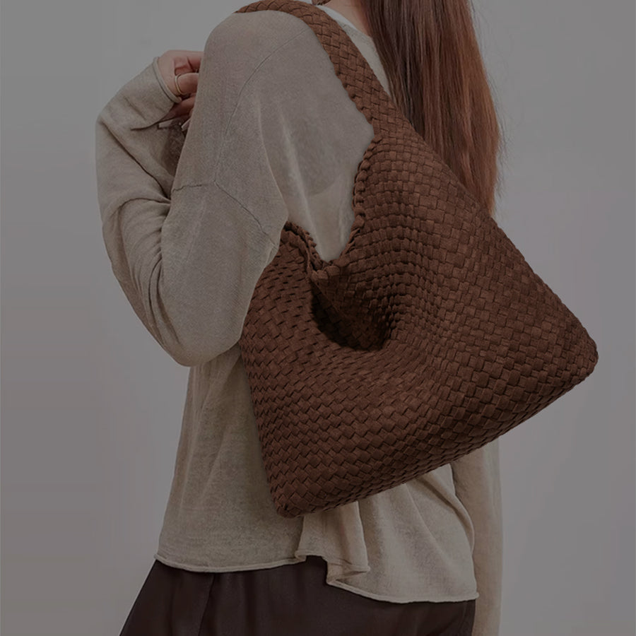 Espresso Suede Woven Hobo Bag