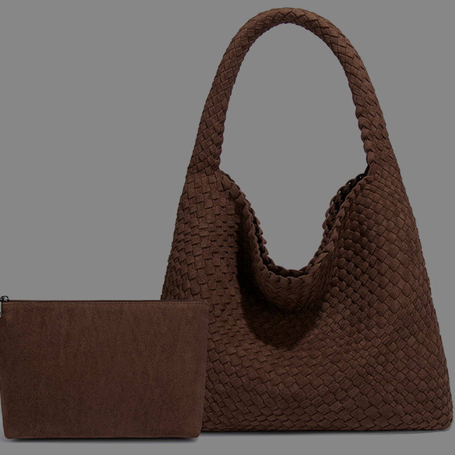 Espresso Suede Woven Hobo Bag