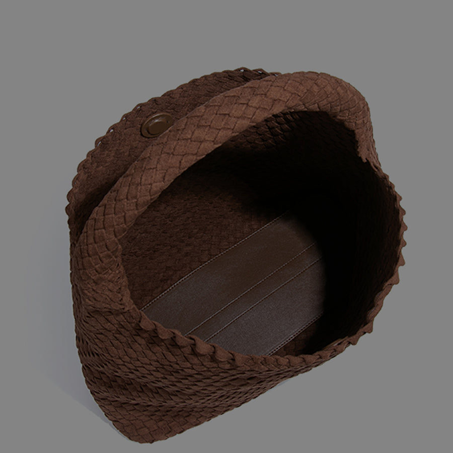 Espresso Suede Woven Hobo Bag