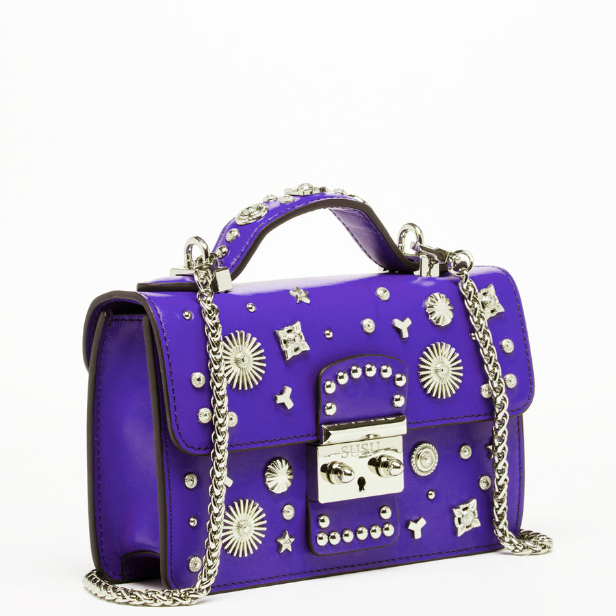 Studded Small Leather Crossbody Bag Royal Blue Purse  Women's Handbag