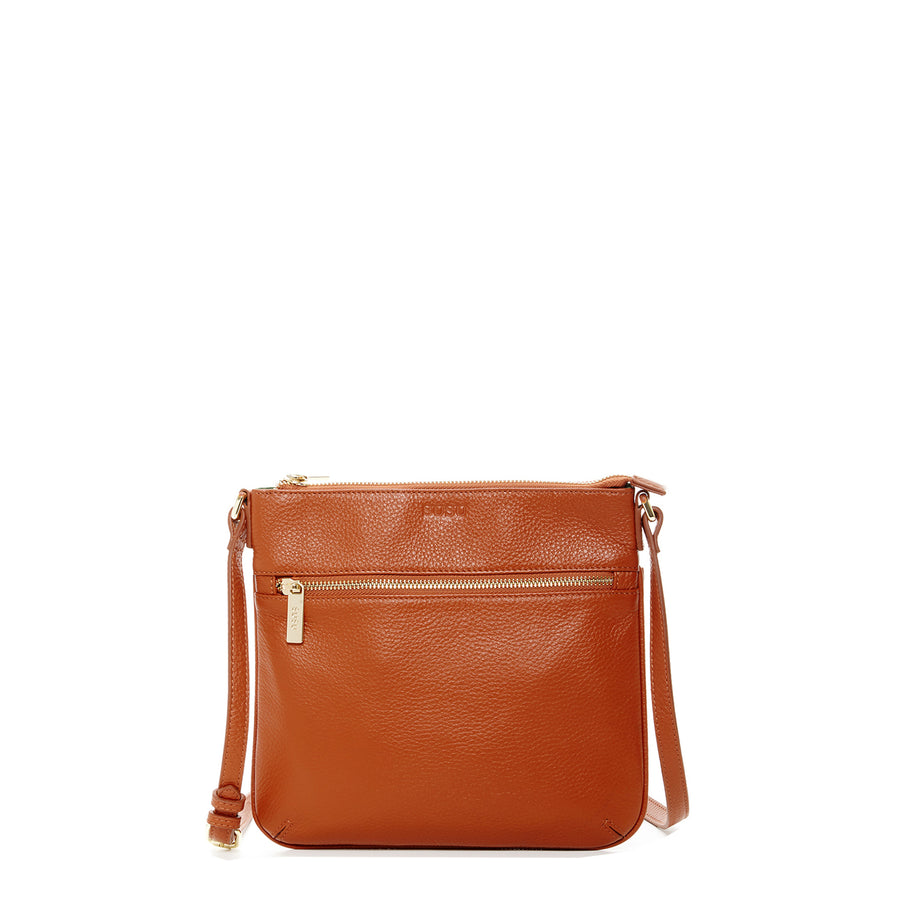 SUSU Leather Messenger Bag Brown Leather Crossbody Purse Women's Handbag