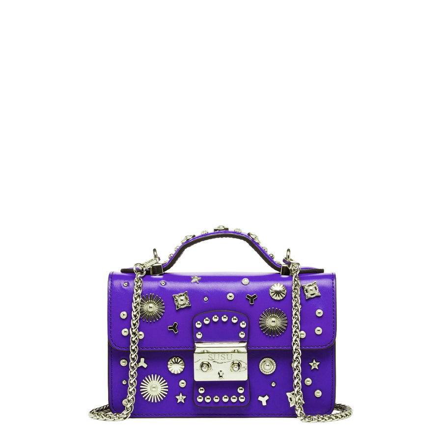 Studded Small Leather Crossbody Bag Royal Blue Purse  Women's Handbag