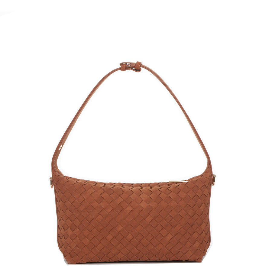 Brown Woven Small Hobo Bag