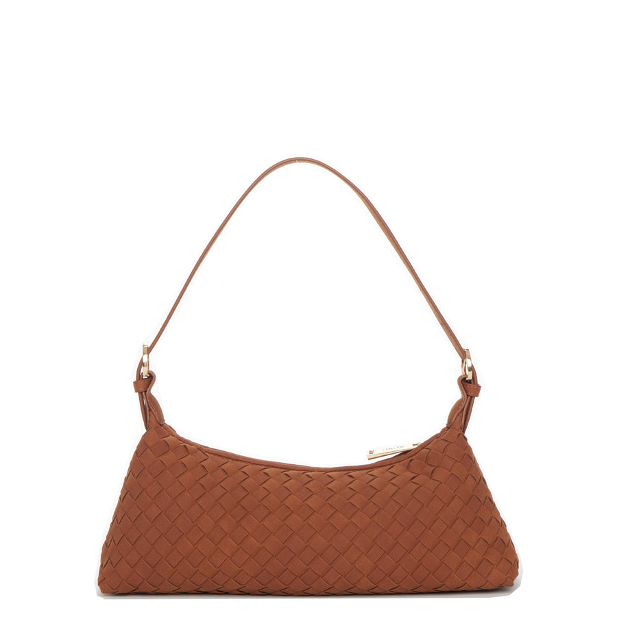 The Verona Woven Baguette Shoulder Bag Brown