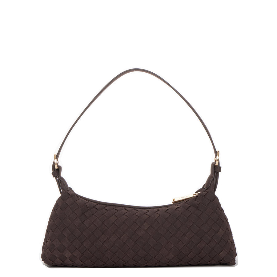 The Verona Suede Baguette Bag Coffee Brown