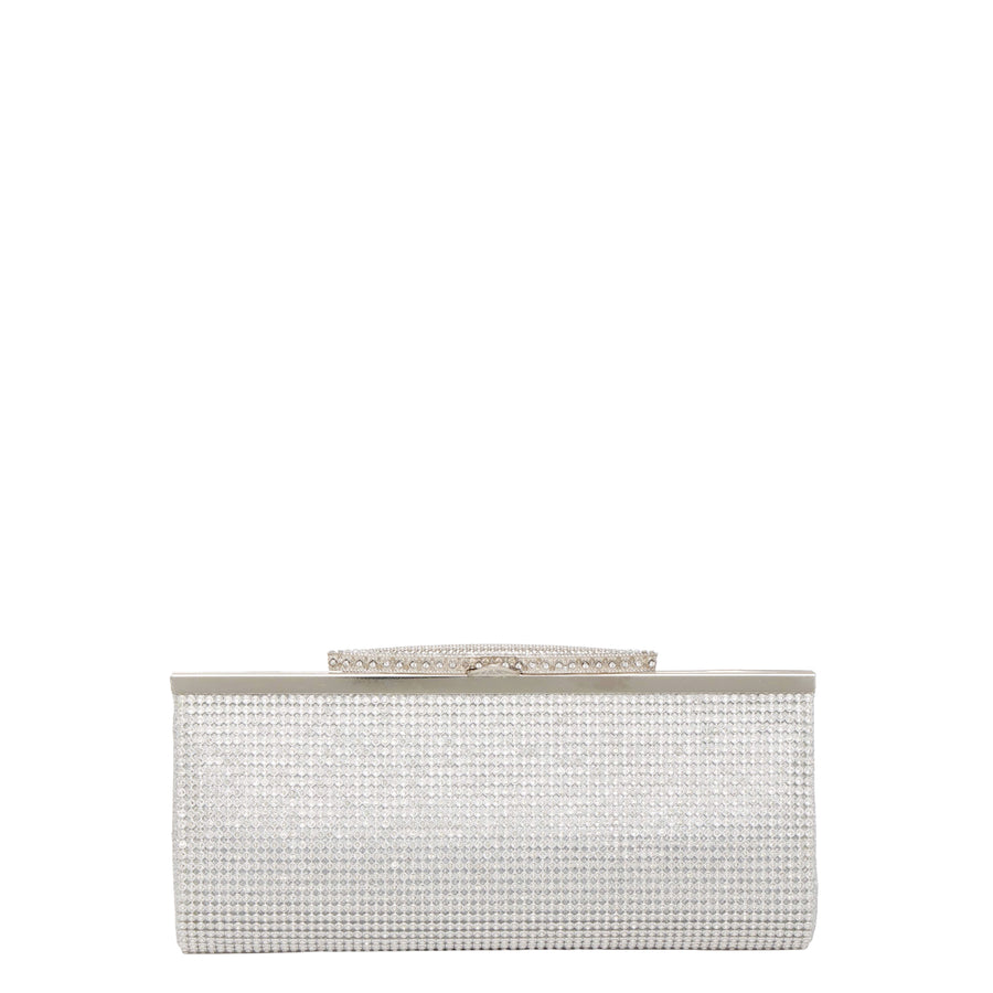 Silver Rhinestone Evening Clutch Bag