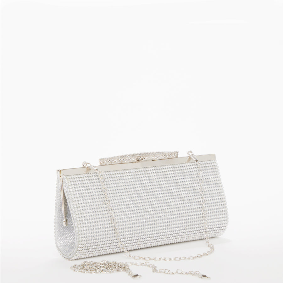 Silver Rhinestone Evening Clutch Bag