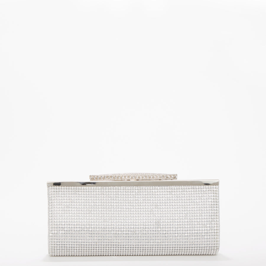 Silver Rhinestone Evening Clutch Bag