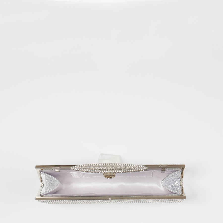 Silver Rhinestone Evening Clutch Bag