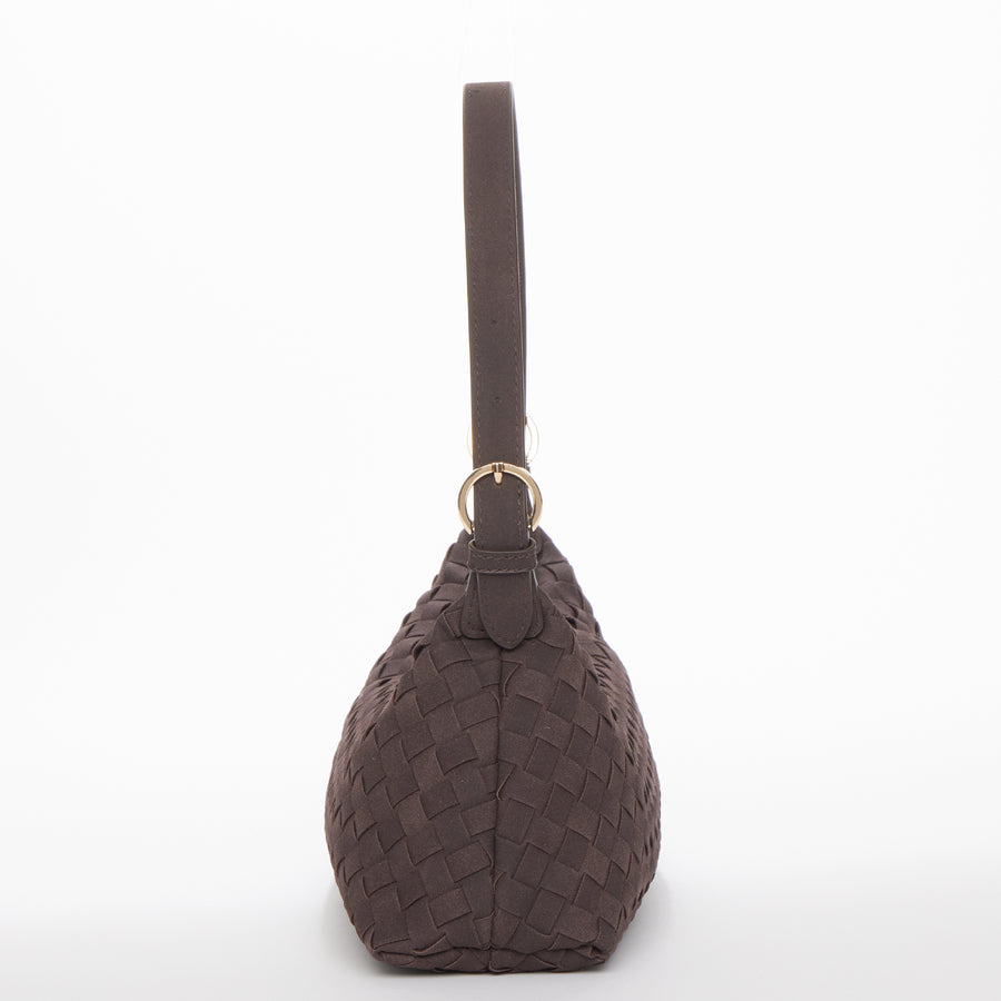 The Verona Suede Baguette Bag Coffee Brown