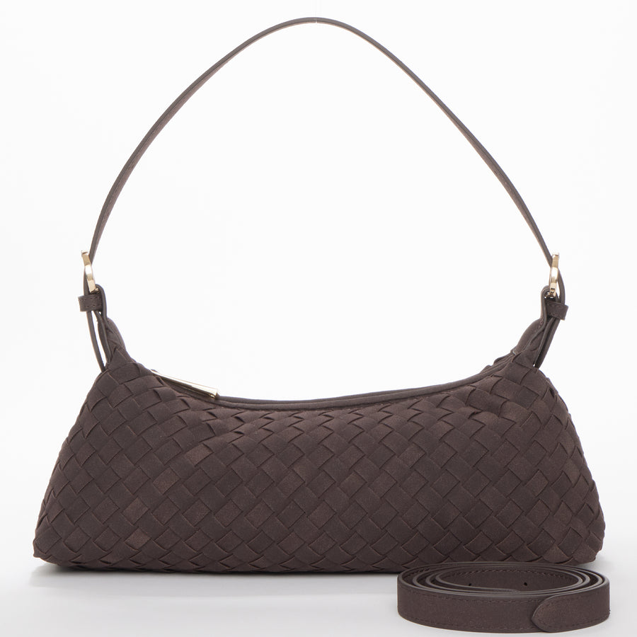 The Verona Suede Baguette Bag Coffee Brown