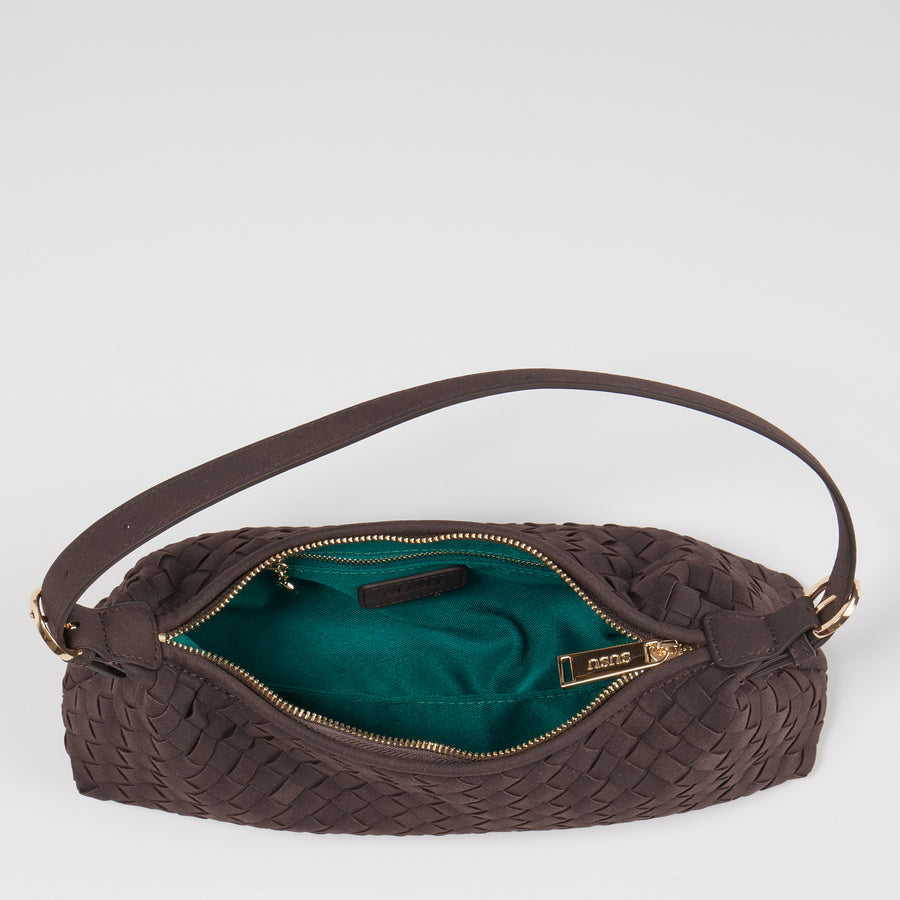 The Verona Suede Baguette Bag Coffee Brown