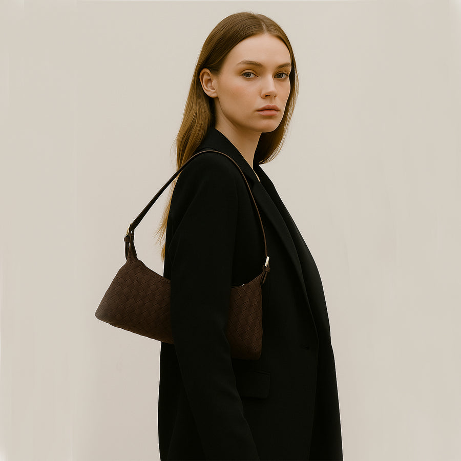 The Verona Suede Baguette Bag Coffee Brown