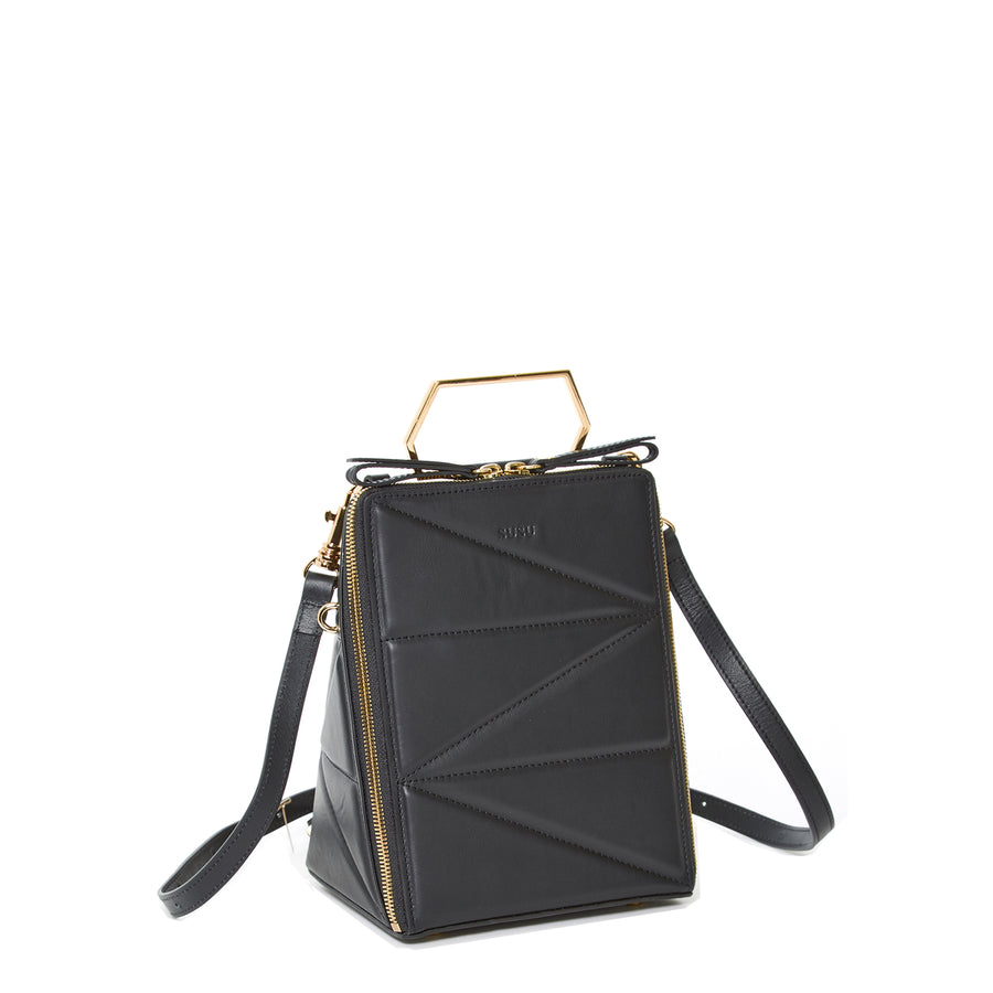 SUSU Black Leather Backpack Purse for Women Convertible Crossbody Bag, Classic Top Handle Handbag Stylish Quite Luxury Everyday Bag