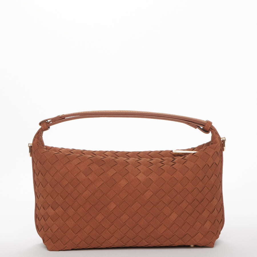 Brown Woven Small Hobo Bag