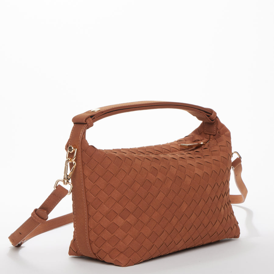 Brown Woven Small Hobo Bag