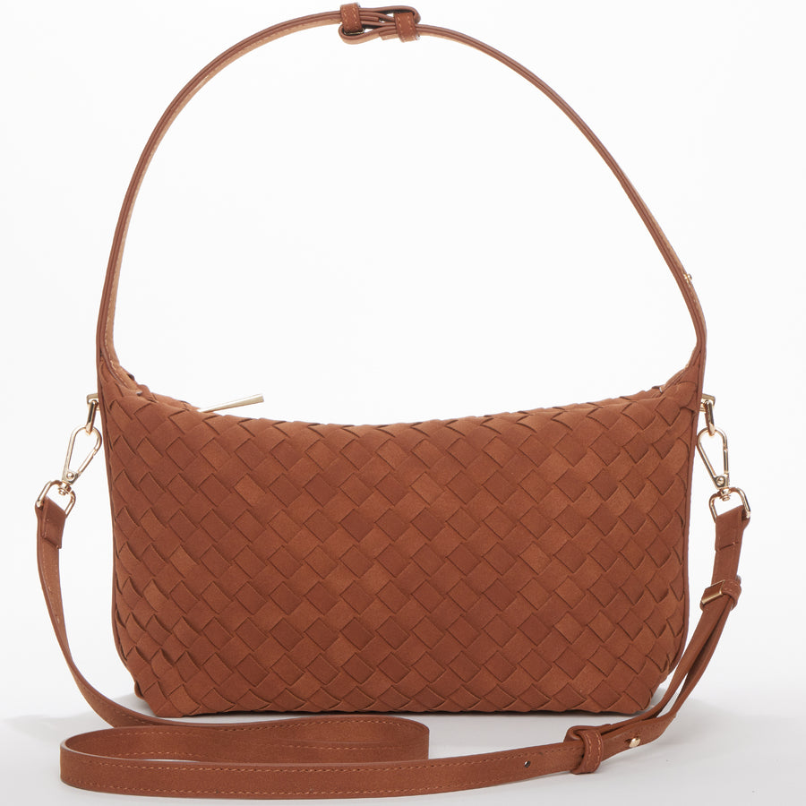 Brown Woven Small Hobo Bag