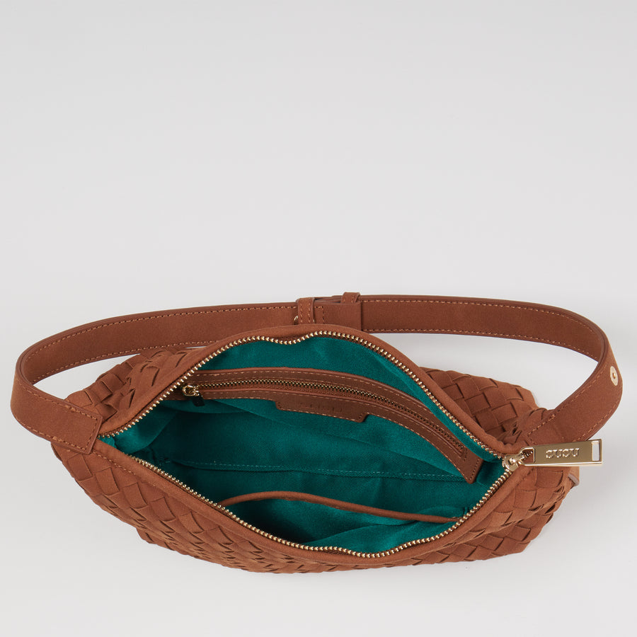 Brown Woven Small Hobo Bag