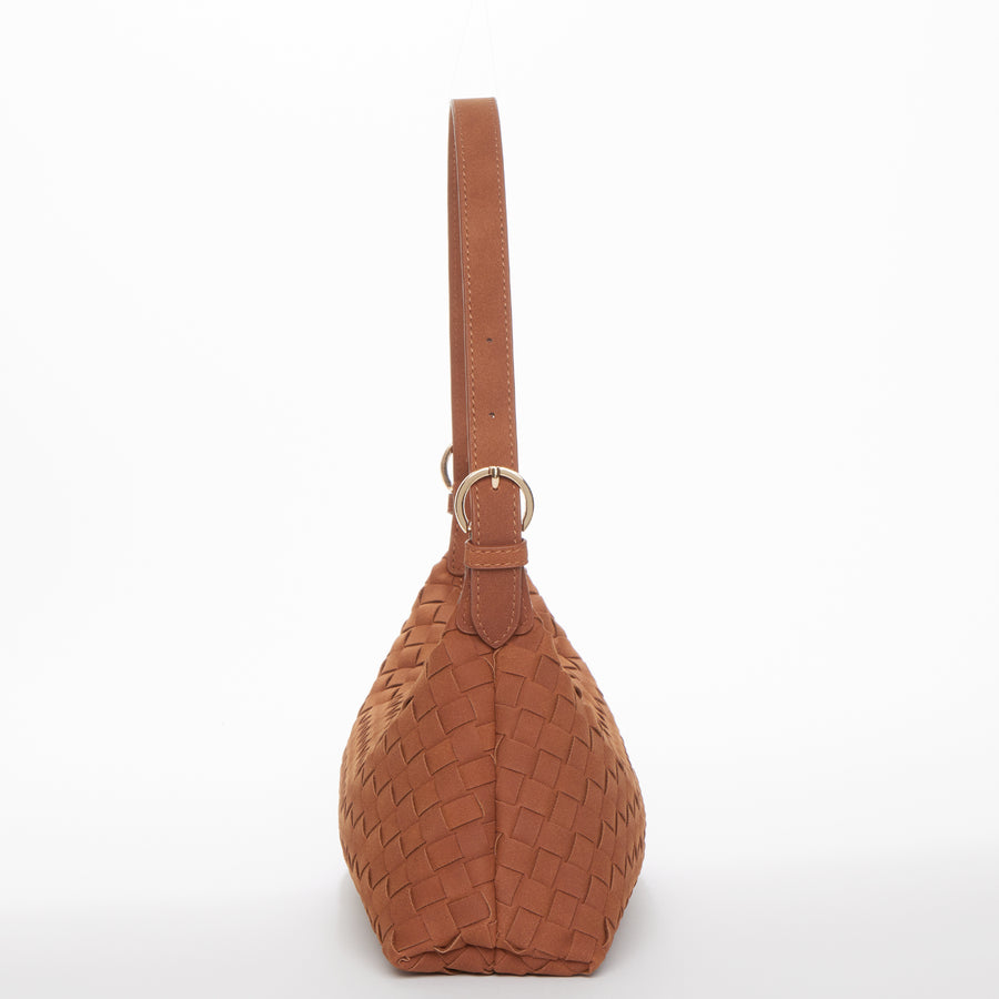 The Verona Woven Baguette Shoulder Bag Brown