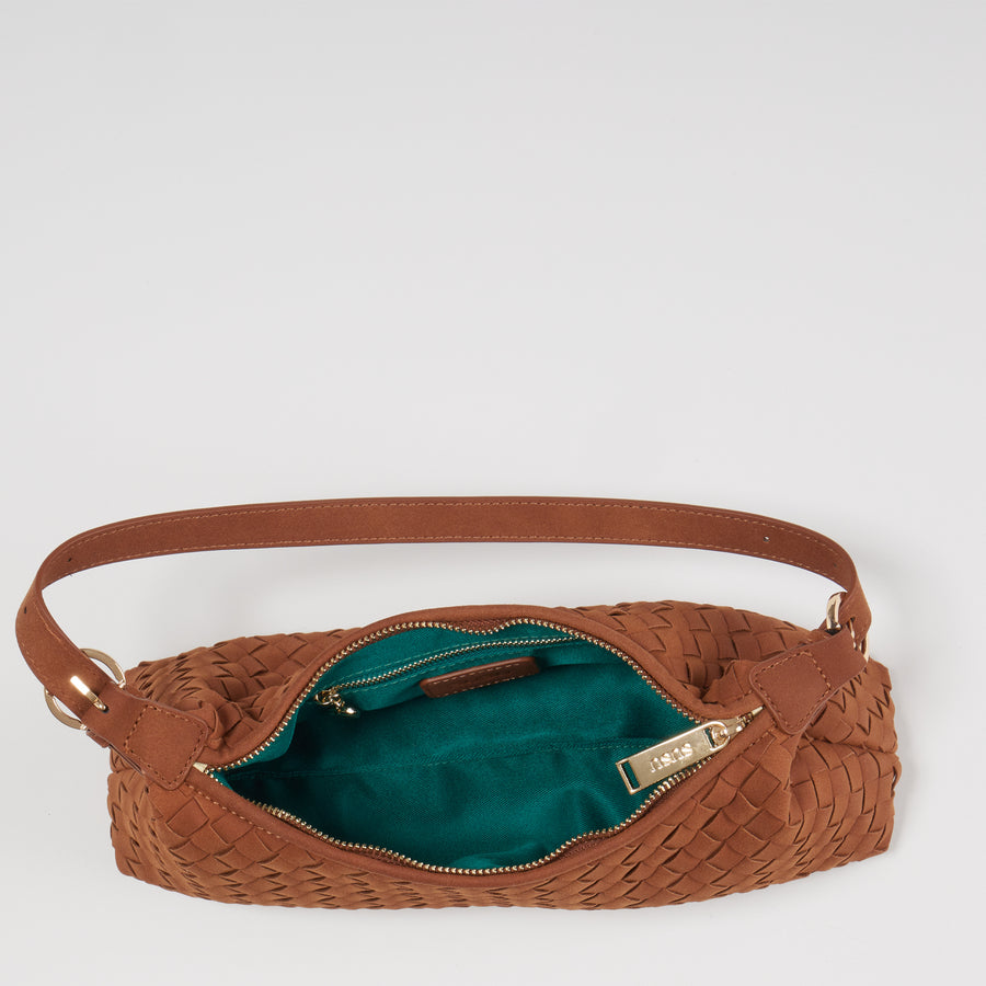 The Verona Woven Baguette Shoulder Bag Brown